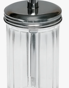 AZUCARERA VIDRIO TAPA ACERO CON PICO VERTEDOR